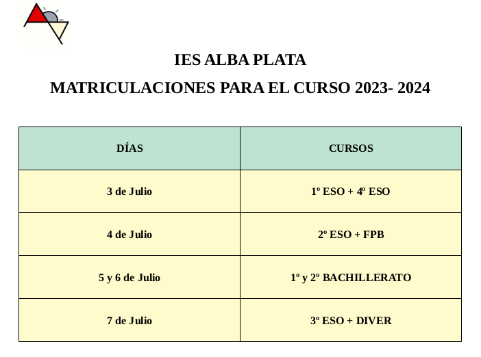 Fechas de matriculación 2023 24