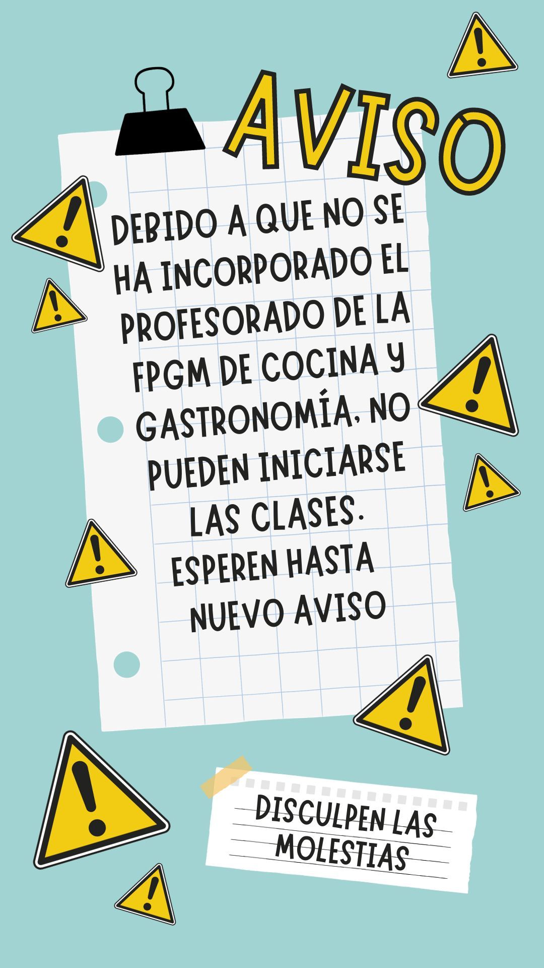 Historia de Instagram Aviso Importante Notificación Vacaciones Cerrado Divertido Llamativo Azul Turquesa Amarillo Blanco 1